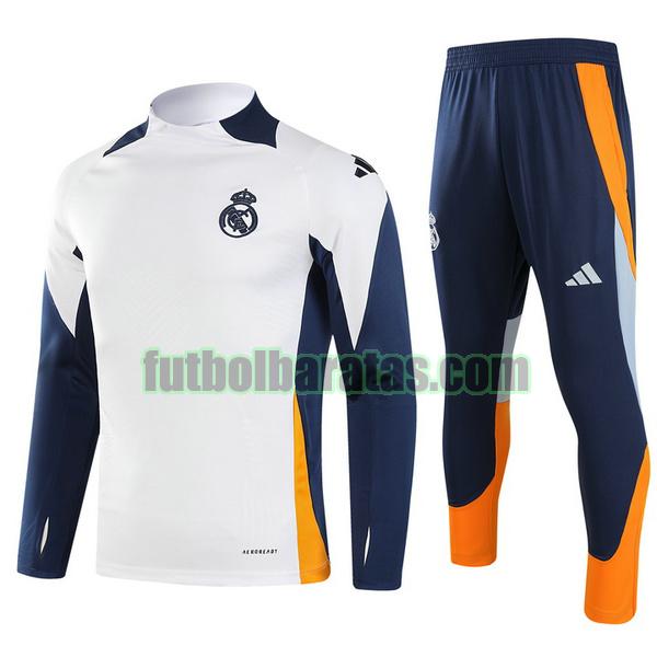 chandal niño real madrid 2024 2025 blanco azul half zipper conjunto