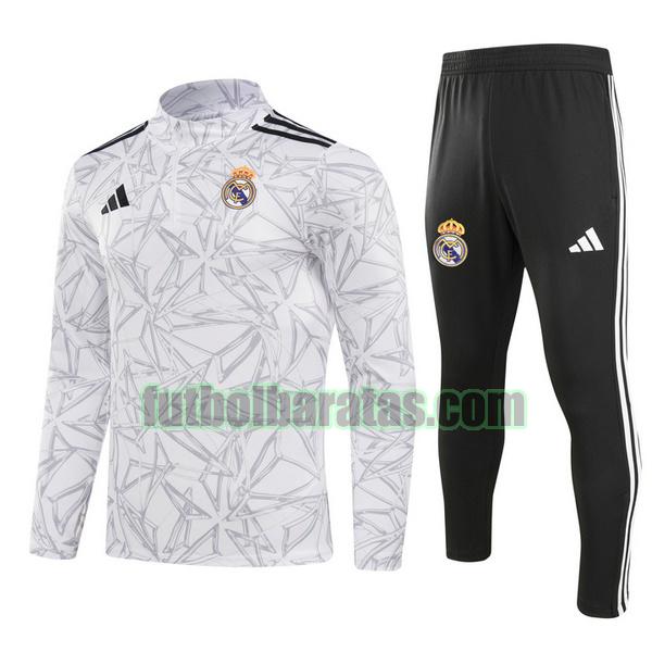 chandal niño real madrid 2024 2025 gris half zipper conjunto