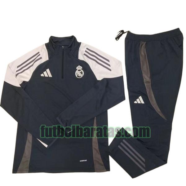 chandal niño real madrid 2024 2025 negro blanco half zipper conjunto