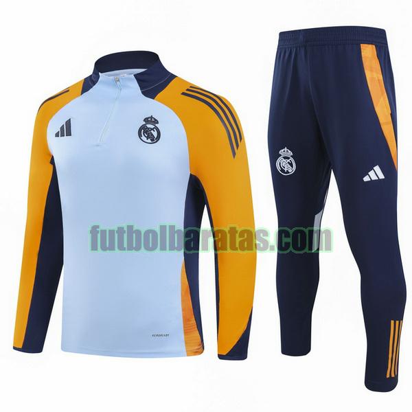 chandal niño real madrid 2024 25 azul amarillo half zipper conjunto