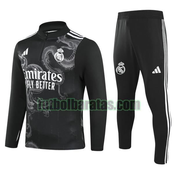 chandal niño real madrid 2024 25 negro half zipper conjunto