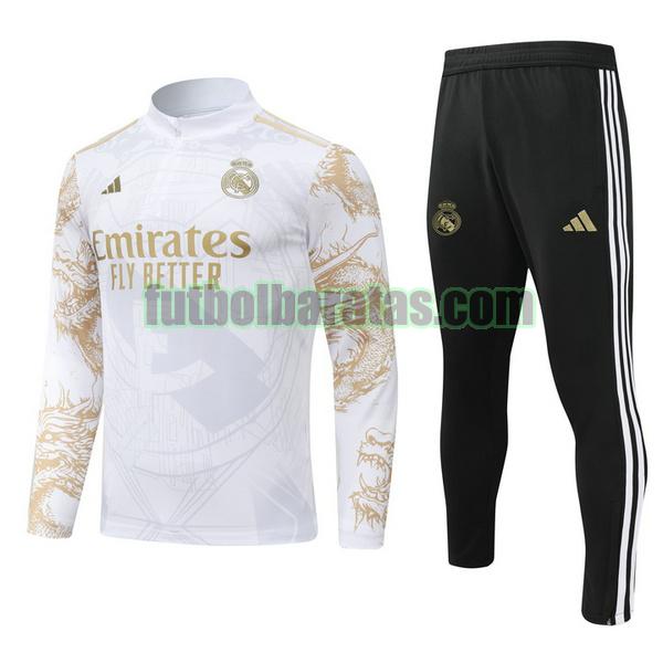 chandal niño real madrid 24 25 blanco half zipper conjunto