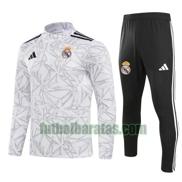 chandal real madrid 2024 2025 gris half zipper conjunto