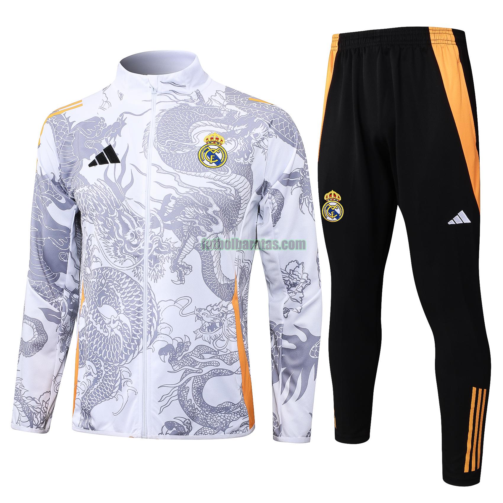 chandal real madrid 2024 2025 gris long zipper conjunto