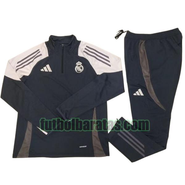 chandal real madrid 2024 2025 negro blanco half zipper conjunto