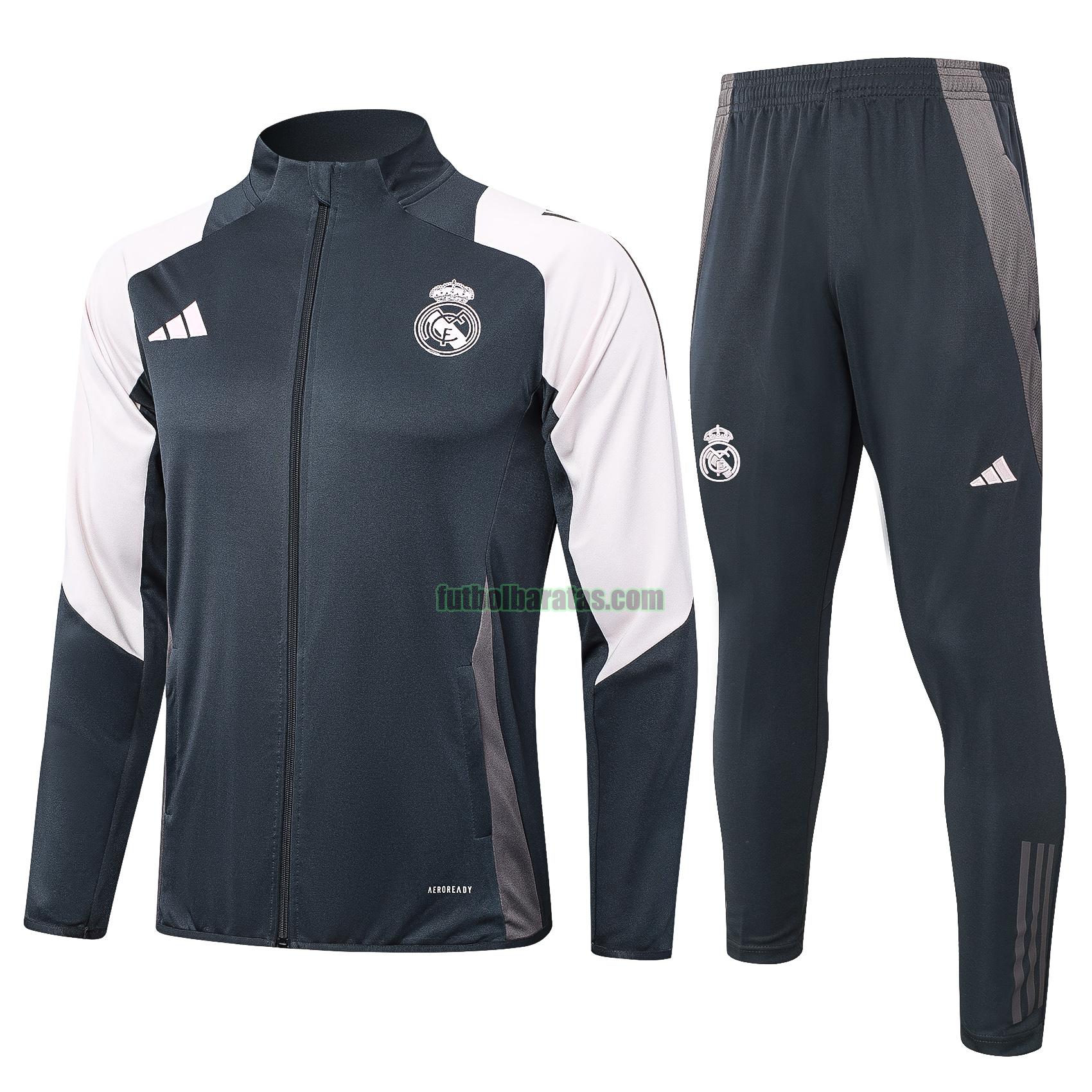 chandal real madrid 2024 2025 negro long zipper conjunto