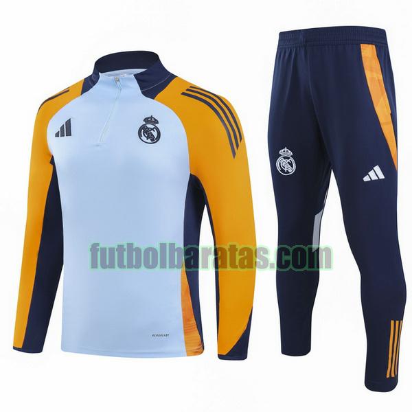 chandal real madrid 2024 25 azul amarillo half zipper conjunto