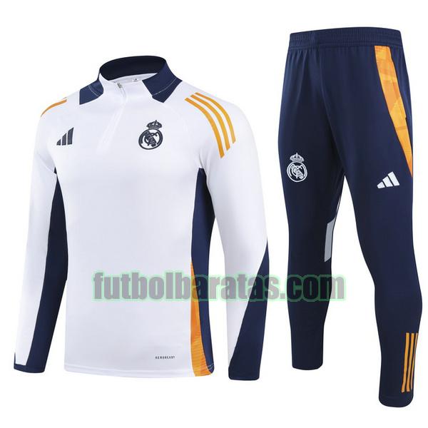 chandal real madrid 2024 25 azul blanco half zipper conjunto