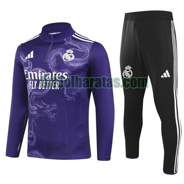 chandal real madrid 2024 25 purple half zipper conjunto