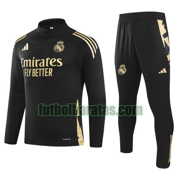 chandal real madrid 24 25 negro half zipper conjunto