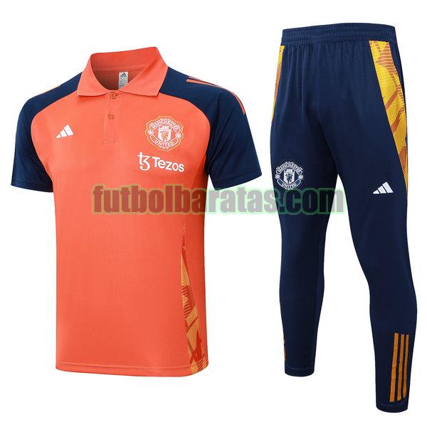 polo manchester united 2024 2025 naranja conjunto